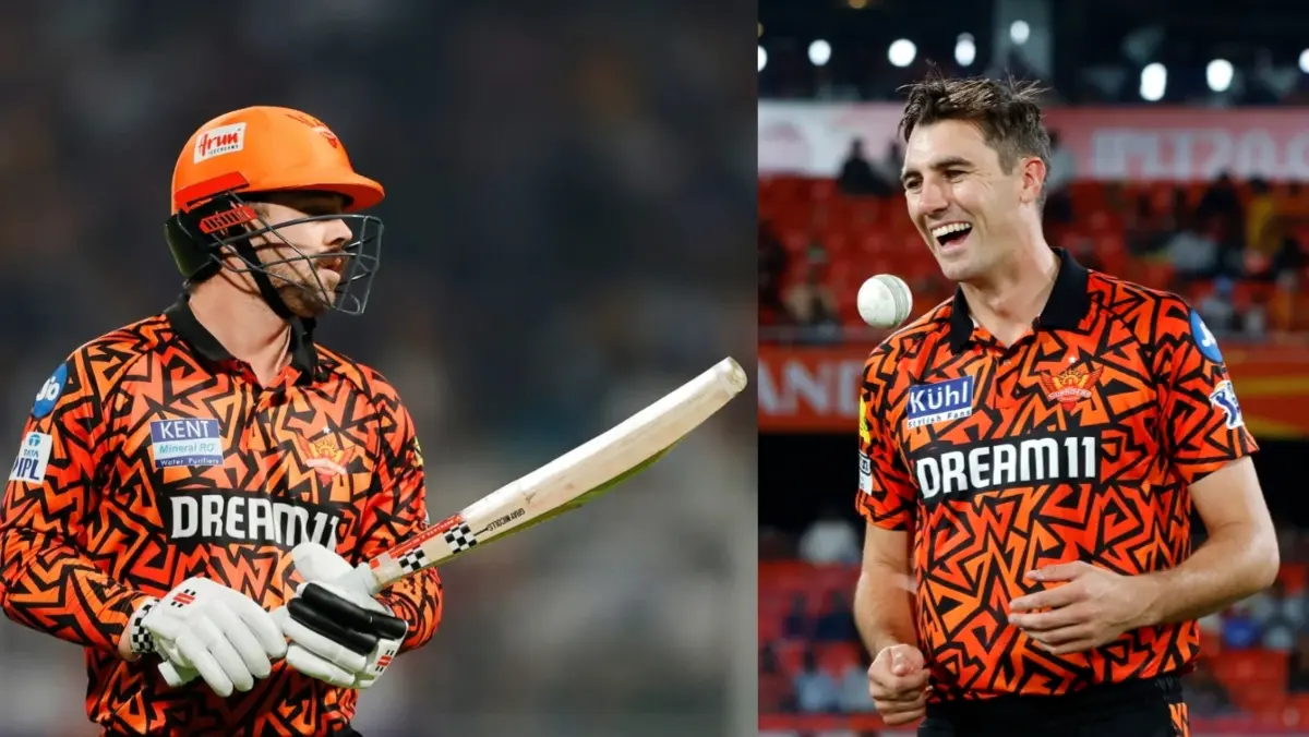 Travis Head and Pat Cummins while playing the IPL for Sunrisers Hyderabad