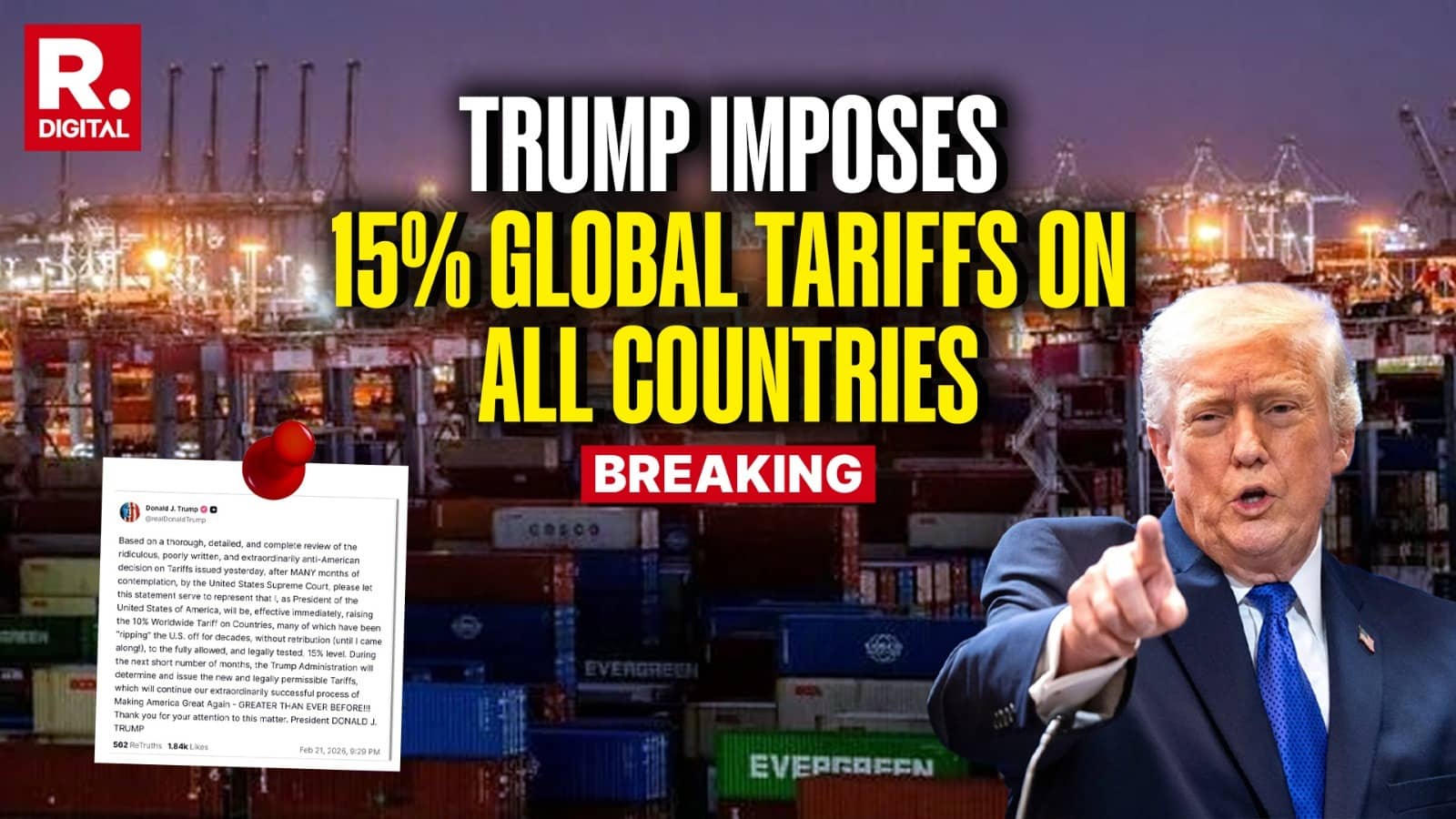 Trump Raises Global Tariffs From 10% To 15% A Day After Supreme Court's Ruling