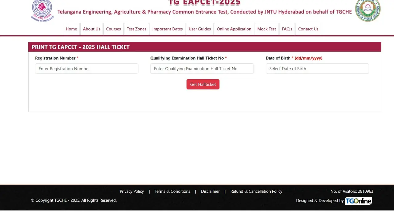 TS EAMCET 2025 Hall Ticket Released