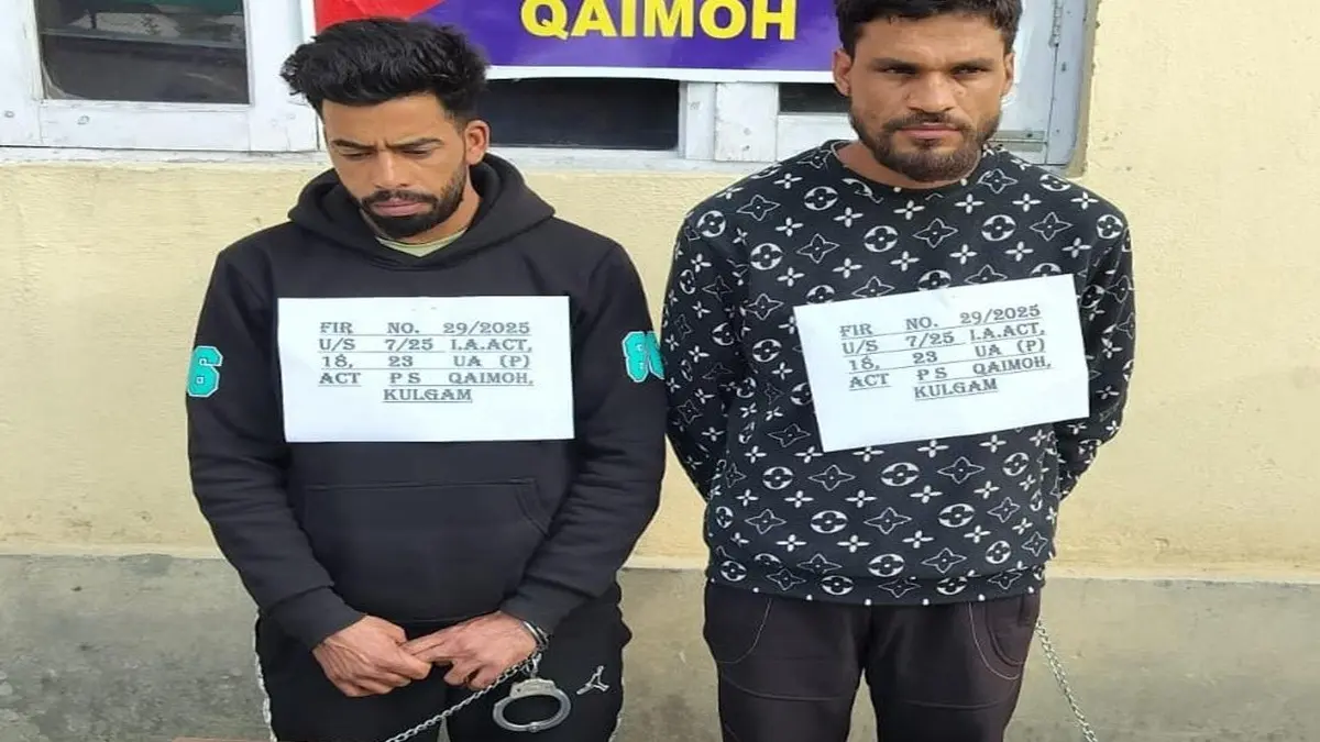 Two Terrorist Associates Arrested In Kulgam, Big Cache Of Arms And Ammunition Recovered