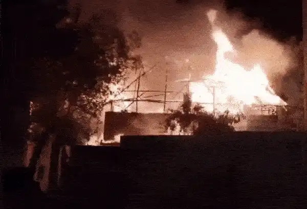 Fire broke out at Kamaraj Nagar area of Ennore, North Chennai