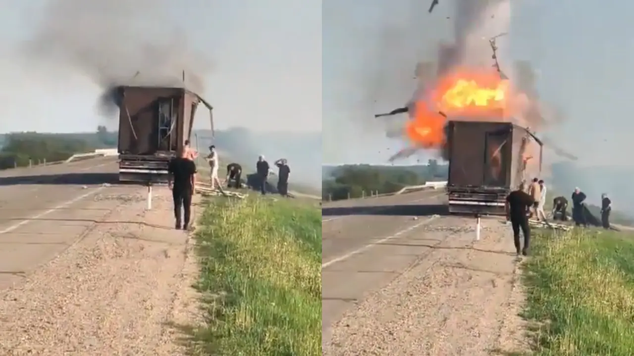 Ukrainian FPV Drone Truck Self-Destructs After Final Launch in Russia