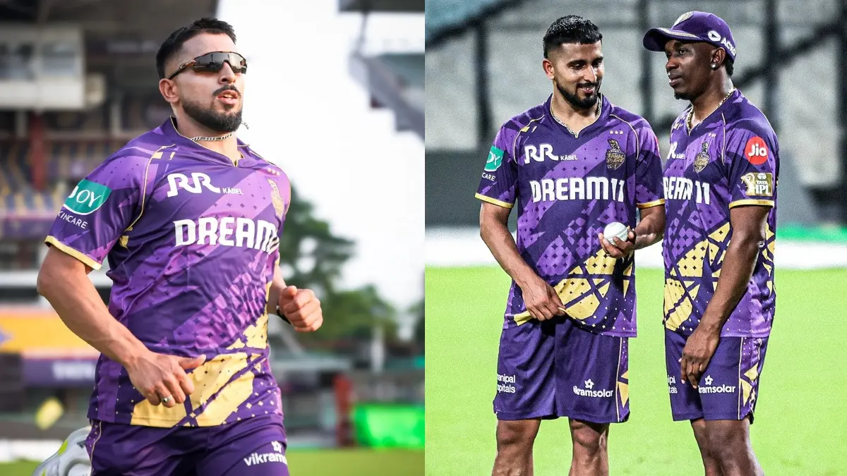 Umran Malik during a practice session