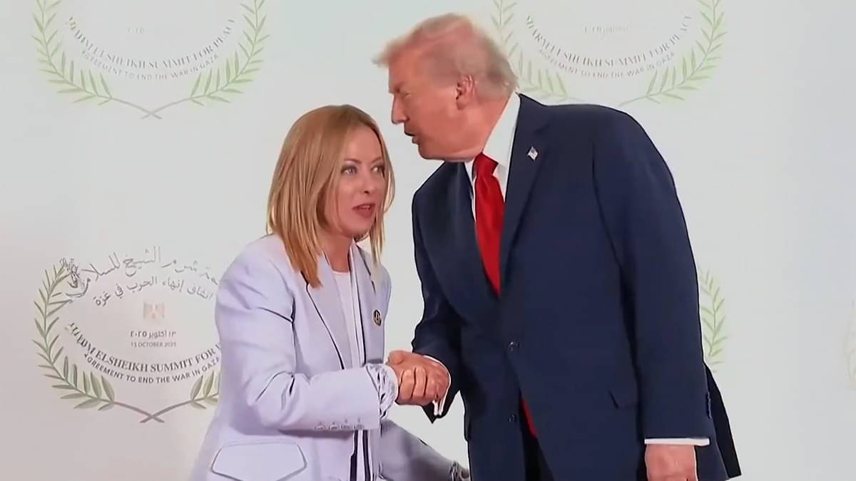 UN President Donald Trump and Italian PM Giorgia Meloni at Gaza Peace Summit 
