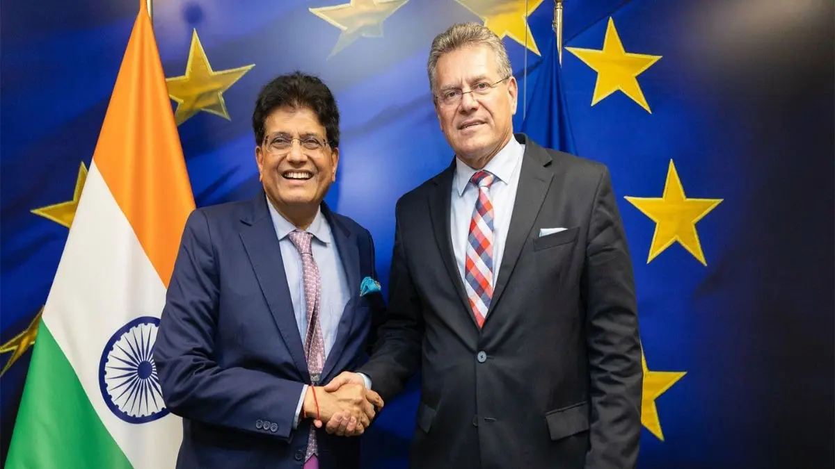 Union Minister Piyush Goyal and Maros Sefcovic, Commisioner for Trade and Economic Security