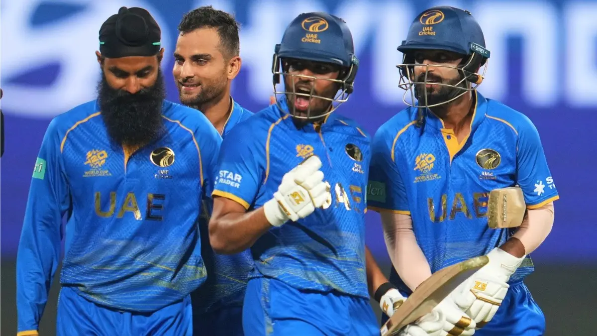 T20 World Cup 2026: Junaid Siddique, Aryansh Sharma Shine As UAE Stun Canada By 5 Wickets In Delhi United Arab Emirates' Aryansh Sharma celebrates with teammates after defeating Canada