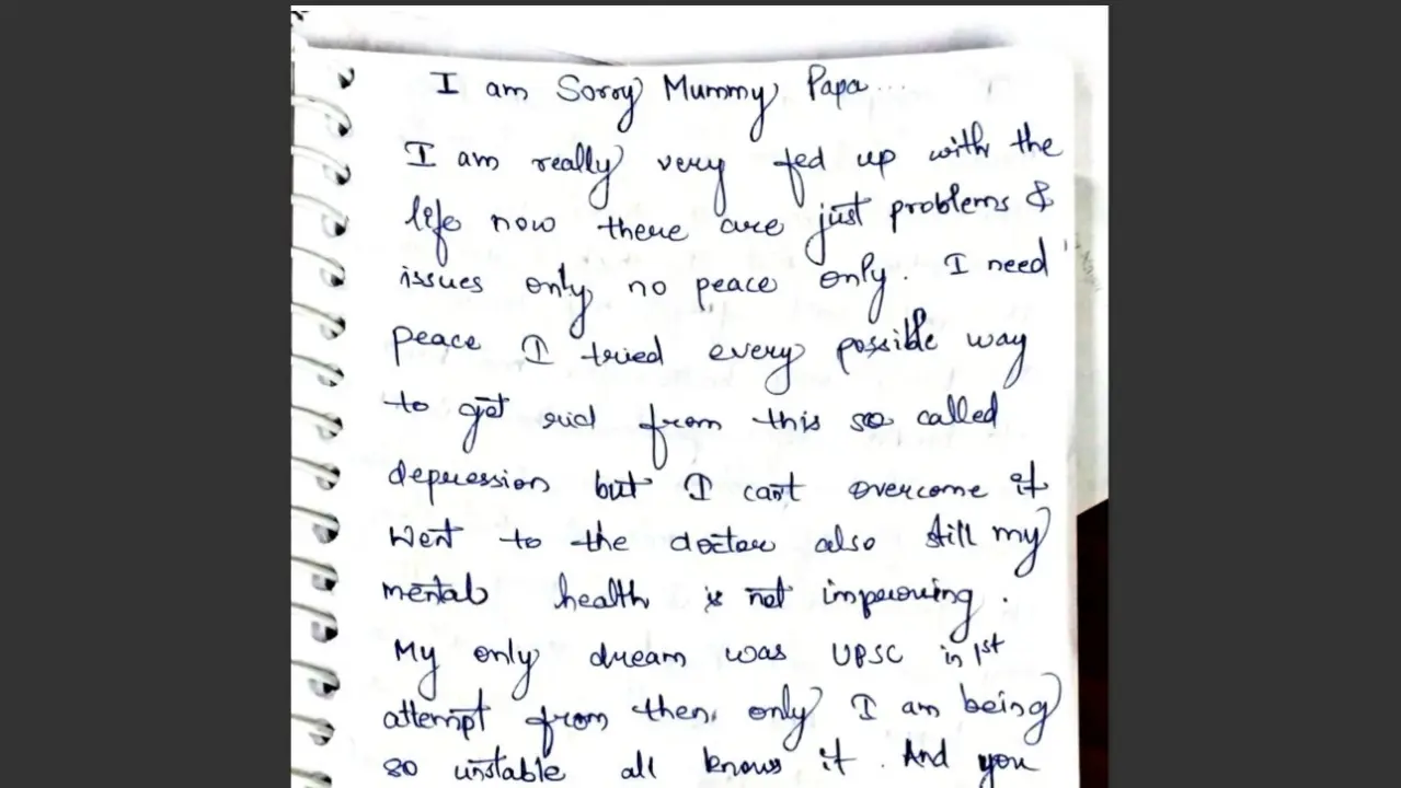 UPSC Aspirant Dies by Suicide, Leaves Suicide Note