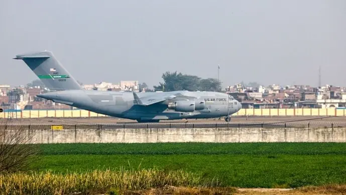 US Air Force Aircraft With Third Batch of 112 Deportees Arrives In Amritsar US Air Force Aircraft With Third Batch of 112 Deportees Arrives In Amritsar