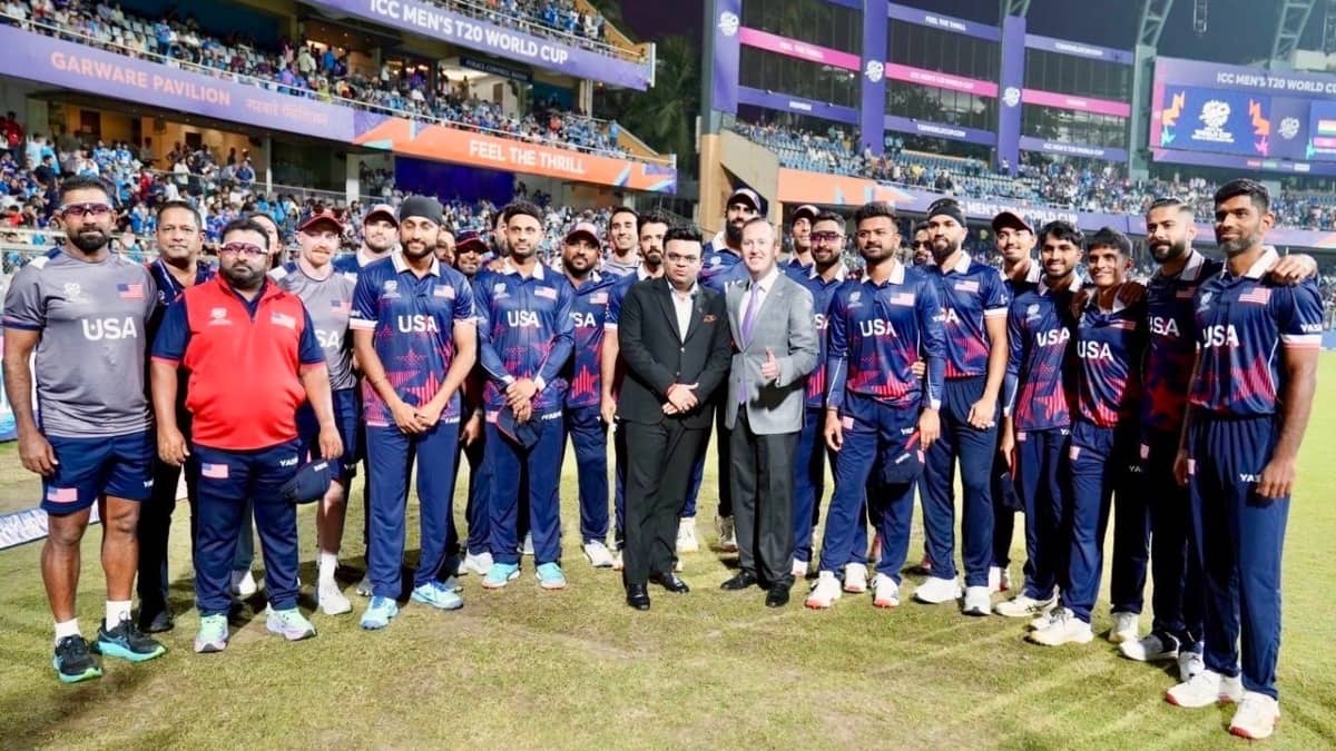 US ambassador Sergio Gor with Jay Shah and USA cricket team