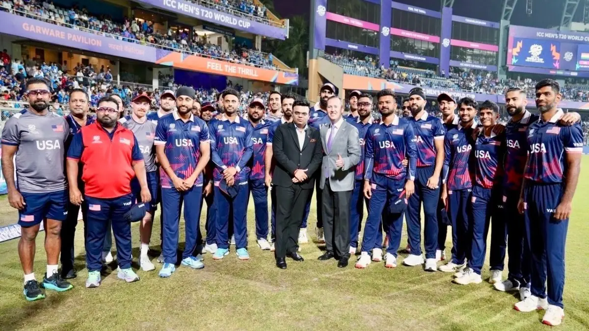 US Ambassador Sergio Gor Thanks ICC Chairman Jay Shah After Attending India vs USA T20 World Cup 2026 Match In Mumbai US ambassador Sergio Gor with Jay Shah and USA cricket team