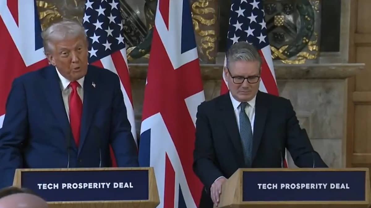 US President Donald Trump addressing a joint press conference along with UK Prime Minister Kier Starmer 