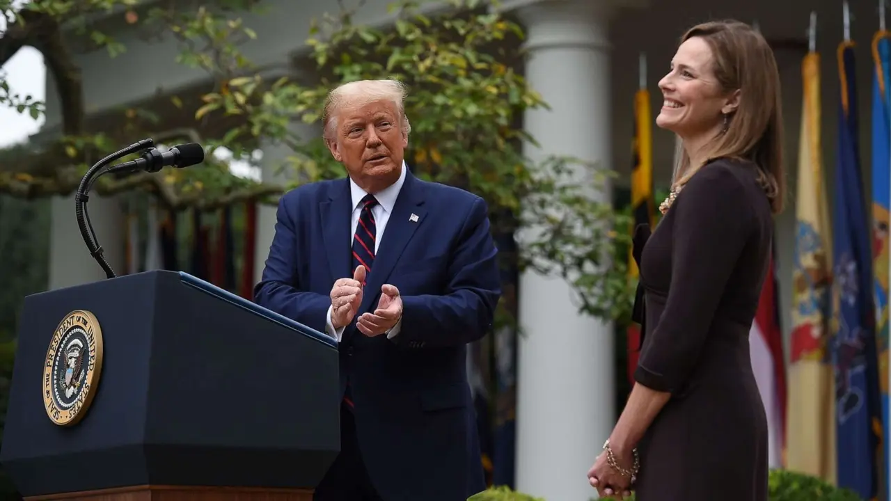 US President Donald Trump and US Supreme Court Justice Amy Coney Barrett