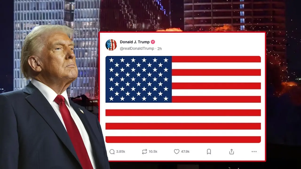 US President Donald Trump Posts US Flag as Victory After Bombing Three Nuclear Sites in Iran US President Donald Trump Posts US Flag as Victory After Bombing Three Nuclear Sites in Iran