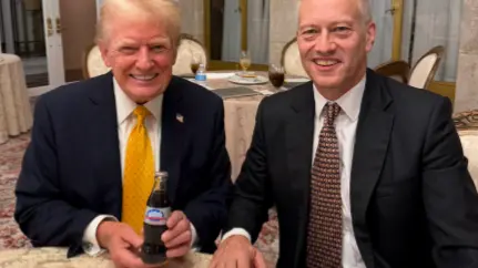 US President-elect Donald Trump with Coca-Cola CEO Jamesh Quincey