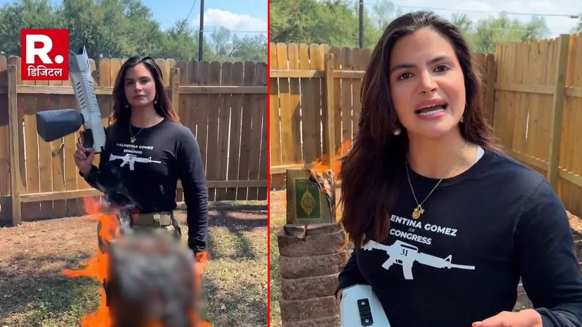 us republican candidate valentina gomez from texas 31st district burning muslim religious book quran