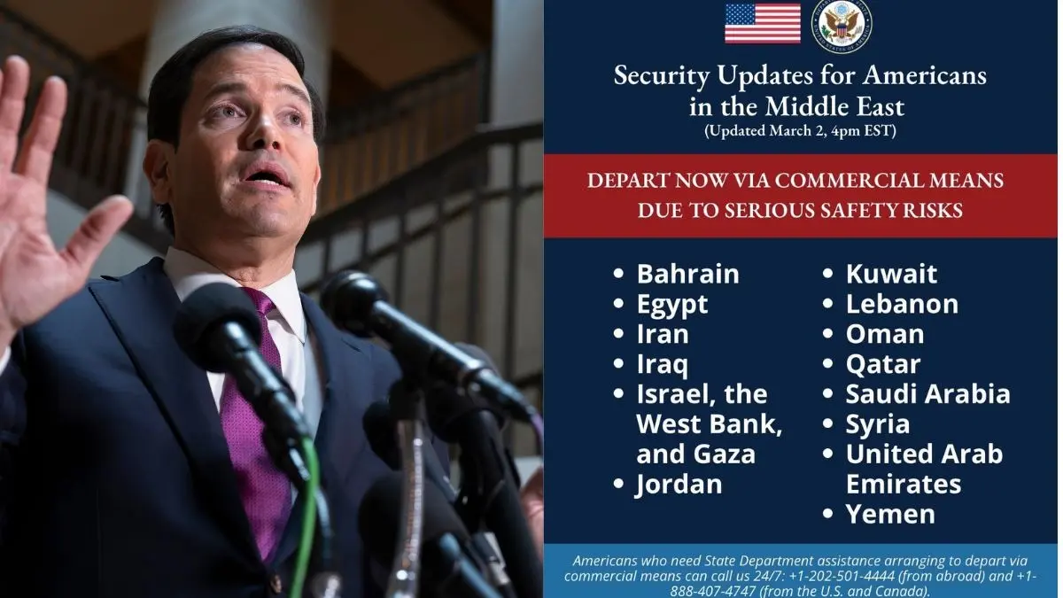 US Urges Americans To Leave Over 12 Middle East Countries Amid Iran War US Urges Americans To Leave Over 12 Middle East Countries Amid Iran War