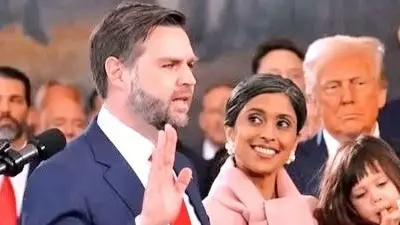 US Second Lady Usha's Photo At Husband JD Vance's Swearing-In Goes Viral Usha Vance and JD Vance