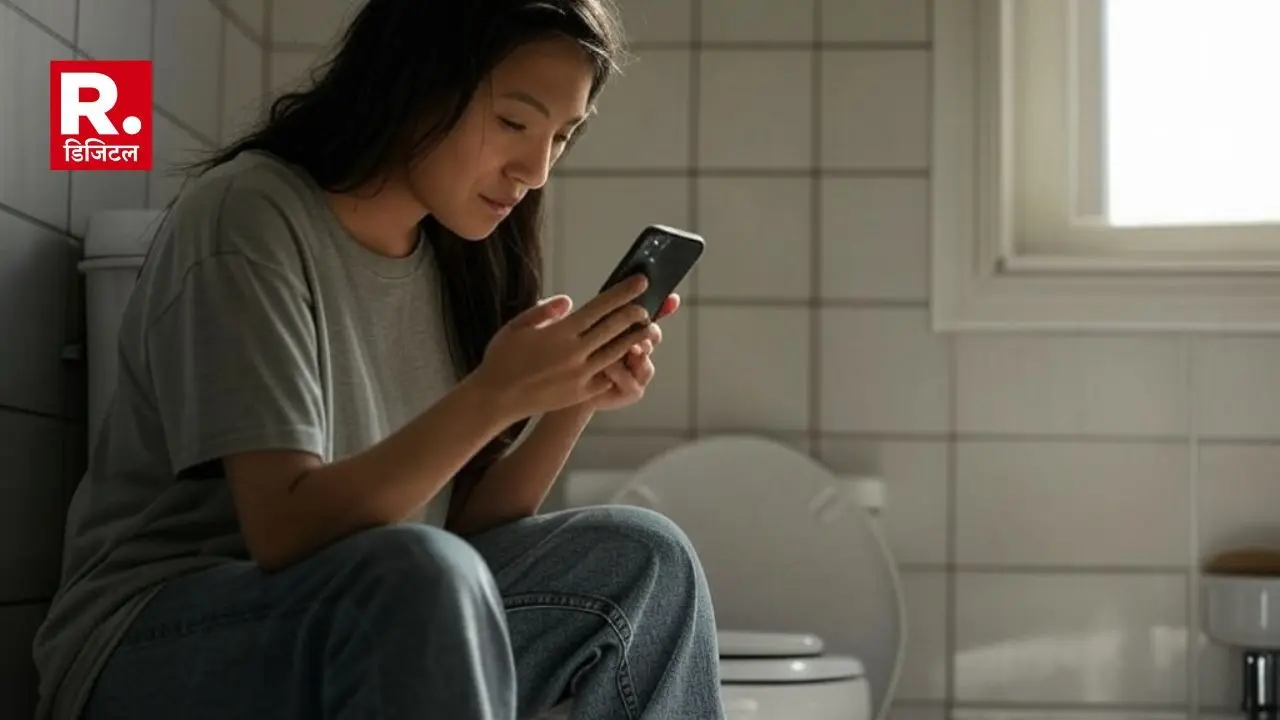 Using phone on toilet seat for a long time can cause piles