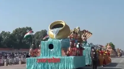 Uttar Pradesh's tableau, showcasing the ongoing Mahakumbh at the 76th Republic Day celebrations, won the first prize