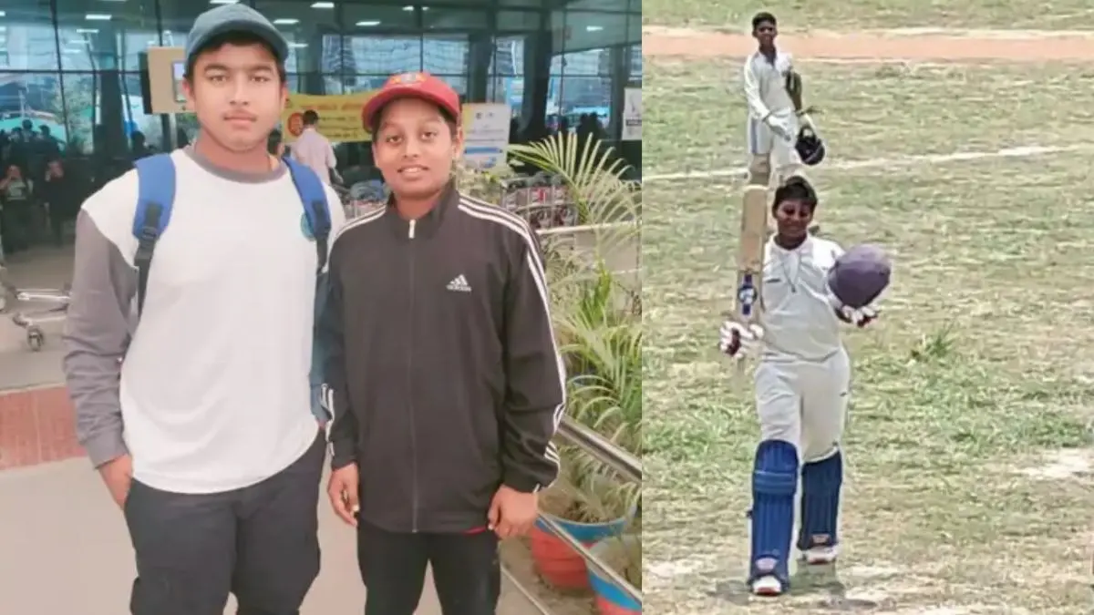 Vaibhav suryavanshi childhood friend ayan raj from bihar hits triple century in 30 over match