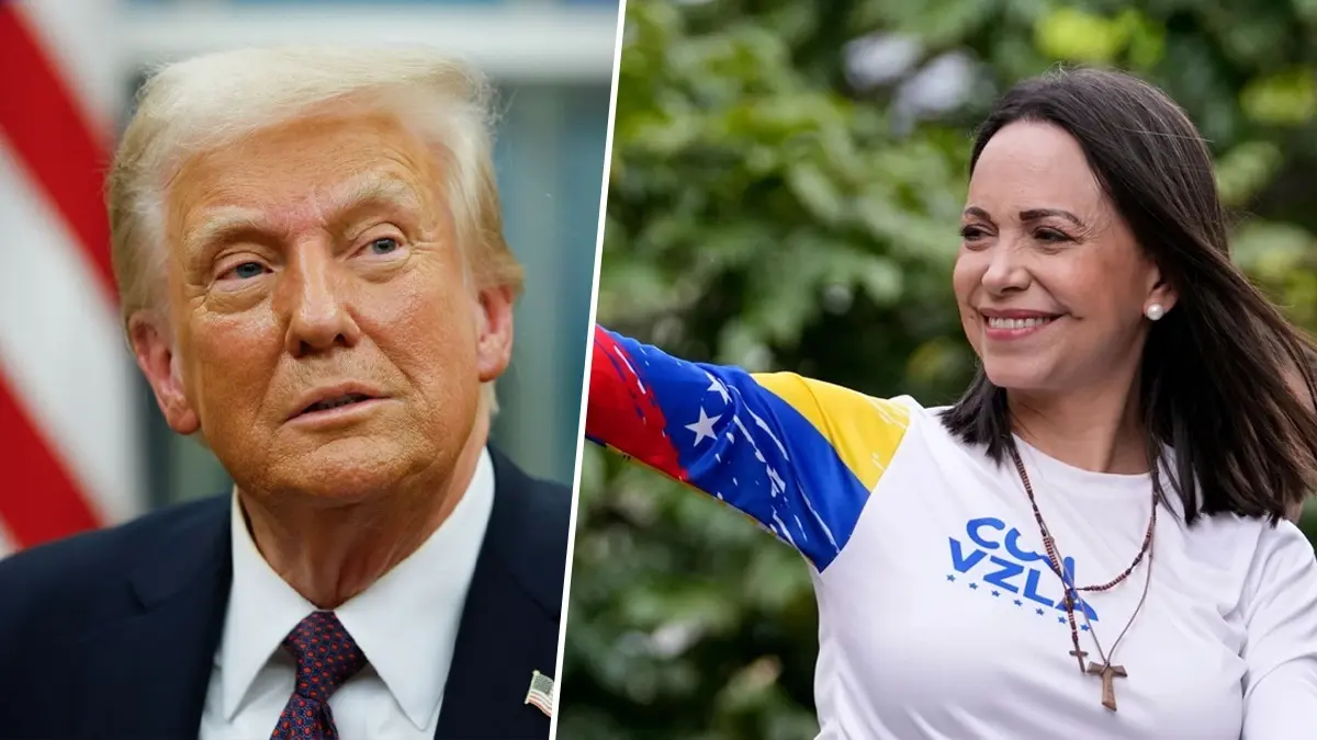 Venezuelan opposition leader Maria Corina Machado (R) won the Nobel Peace Prize this year