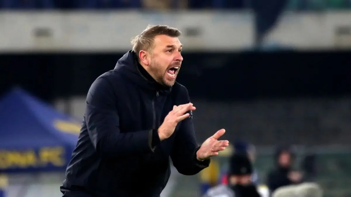 Hellas Verona Fires Coach Paolo Zanetti Following Underwhelming Season So Far In Serie A Verona’s head coach Paolo Zanetti reacts on the touchline