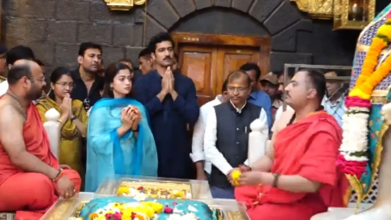 Vicky Kaushal and Rashmika Mandana at Shirdi