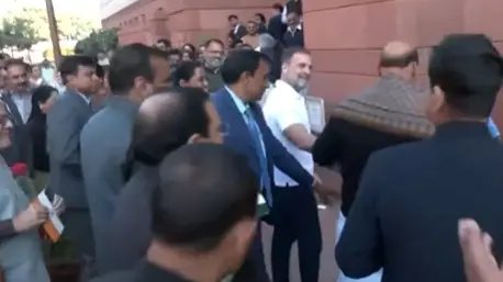 Video: Rahul Gandhi Gives Rose And Tiranga To Rajnath Singh