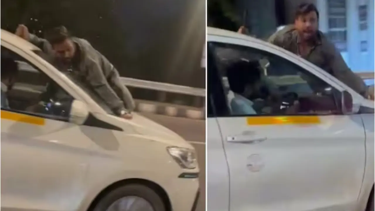Man Clings to Bonnet of Speeding Car on Mumbai Highway; Shocking Video Goes Viral Video Show Man Clings to Bonnet of Speeding Car on Mumbai Highway;