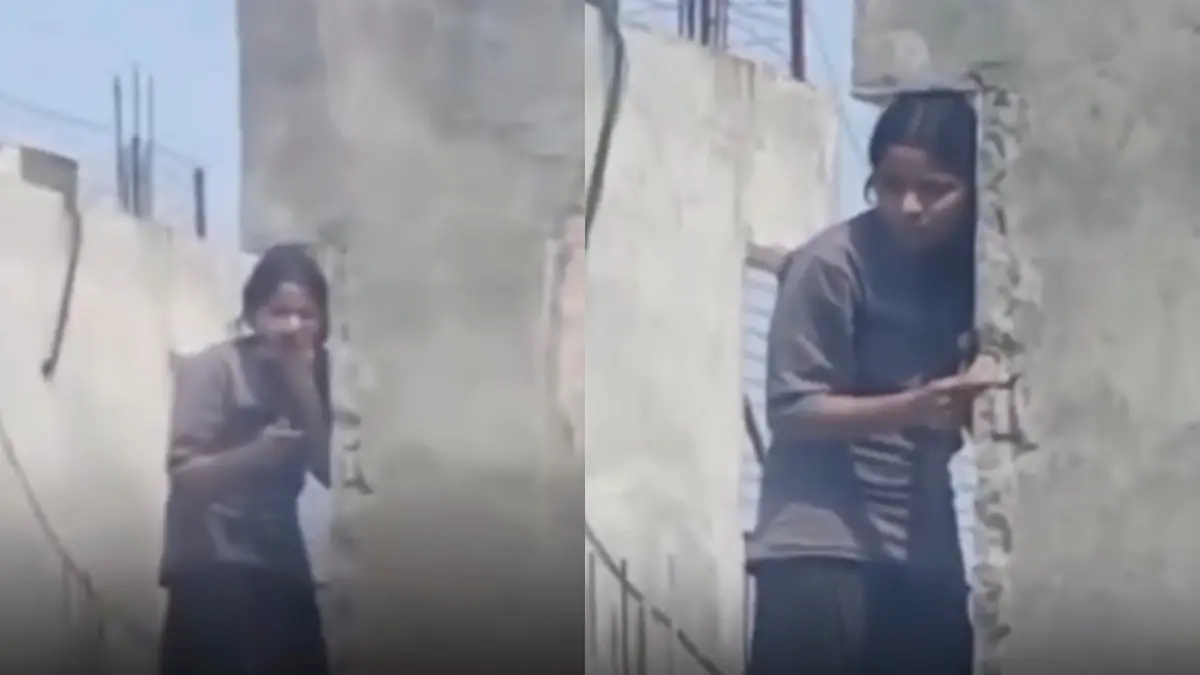 Video shows girl eating cement from neighbour's wall