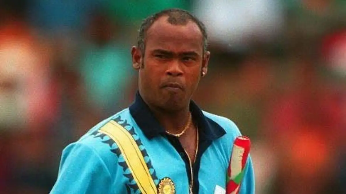 Vinod Kambli after being dismissed