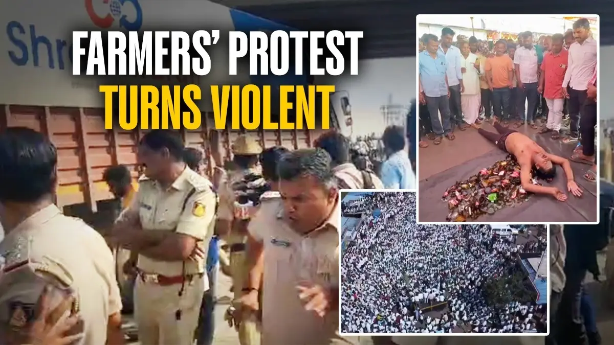 Violence Erupts During Sugarcane Farmers’ Protest on Pune–Bengaluru Highway Near Belagavi
