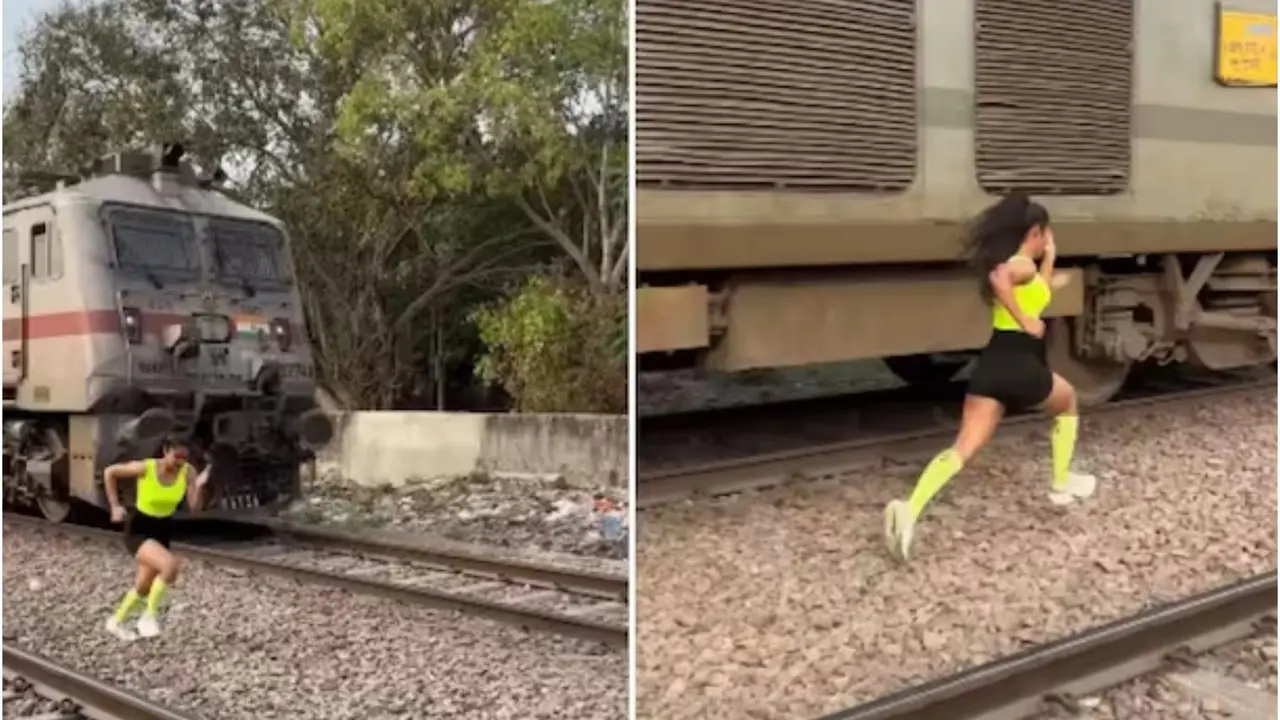 'No Reel Is Worth Your Life': Netizen Slams This Fitness Influencer for Running Alongside Speeding Train | Watch Viral Video