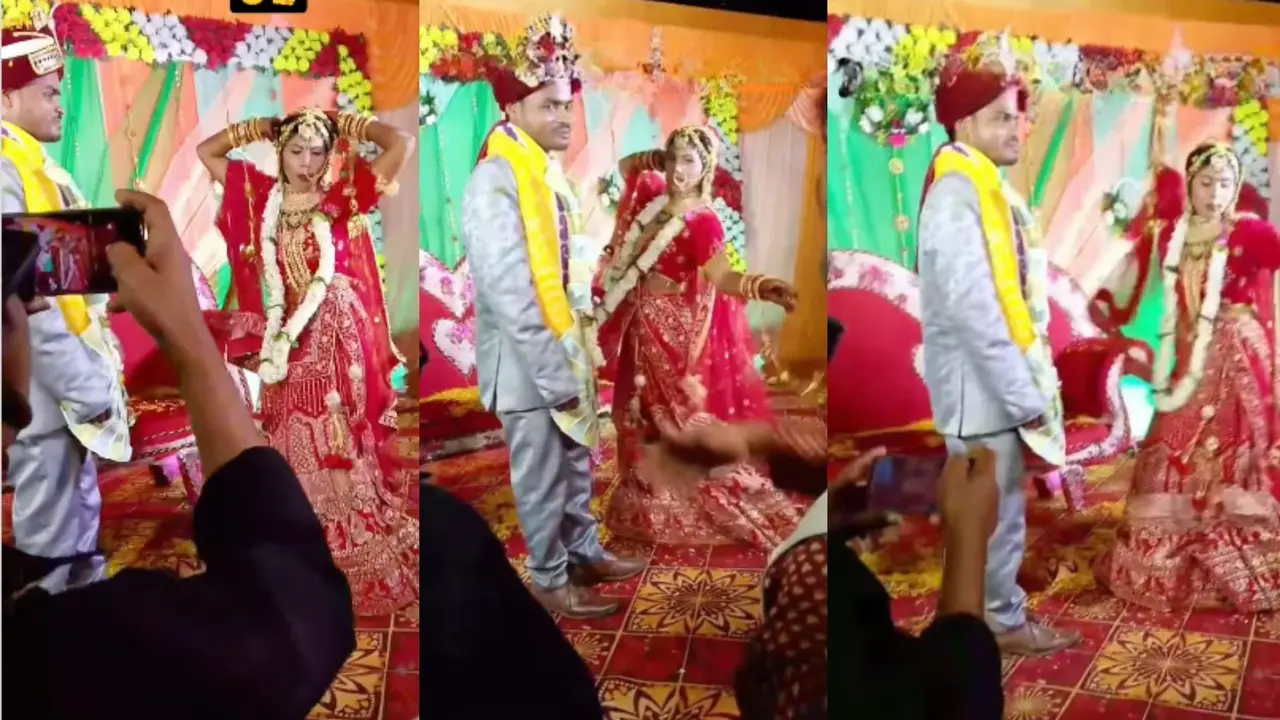 VIRAL: वरमाला के बाद स्टेज पर दुल्हन ने लगाए गजब के ठुमके, शर्म से पानी-पानी हुआ बगल में खड़ा दूल्हा, VIDEO Viral Video