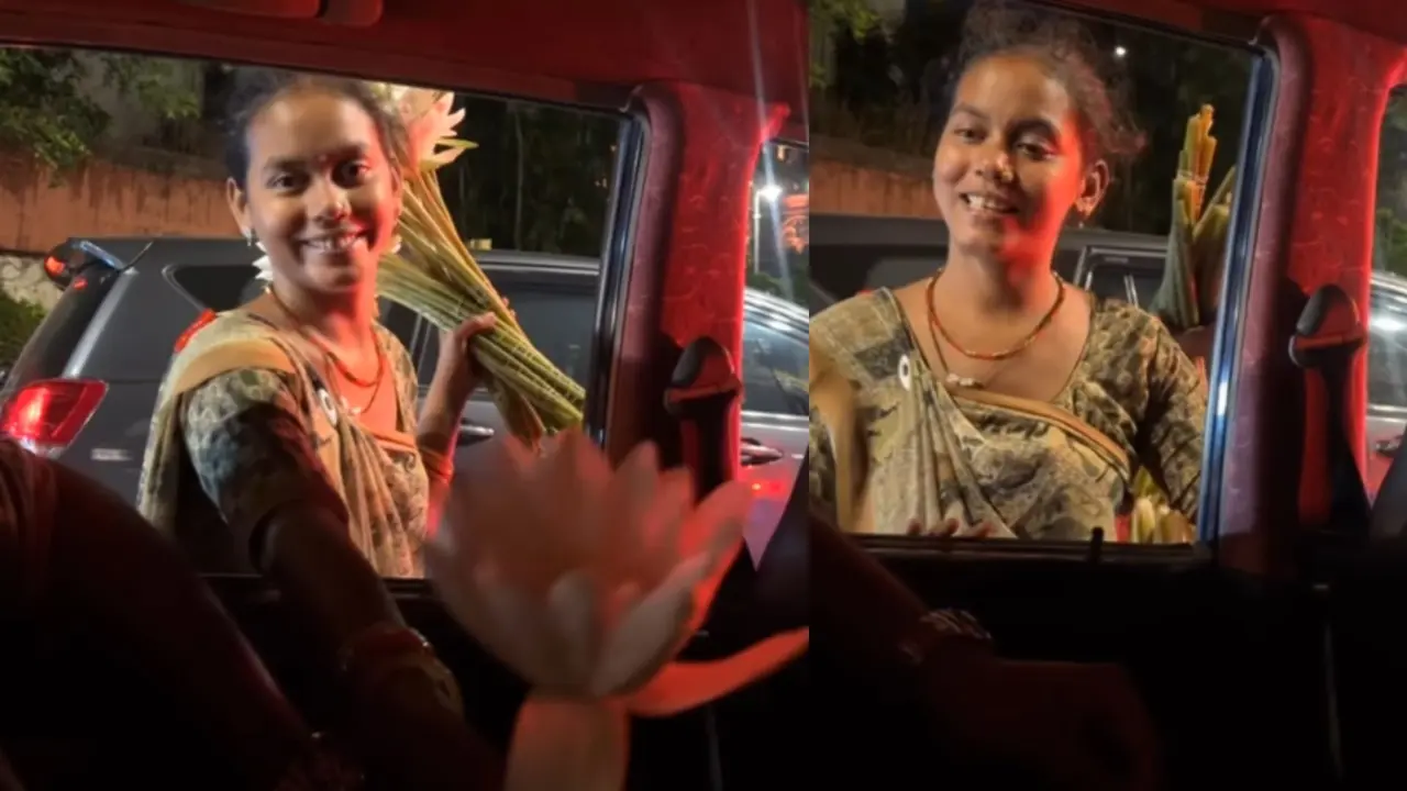 VIRAL: मना करने पर भी नहीं मानी, प्यार से फूल दिया और मुस्कुराई... मुंबई ट्रैफिक की इस खूबसूरत कहानी ने लोगों के दिलों को छुआ; VIDEO viral video