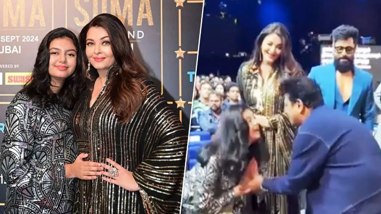 Aishwarya Rai Reacts As Daughter Aaradhya Bachchan Touches Shiva Rajkumar's Feet | WATCH Viral Video: Aaradhya Bachchan impresses internet as she touches Shiva Rajkumar