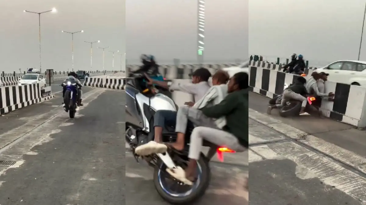 Viral Video of bike stunt goes wrong