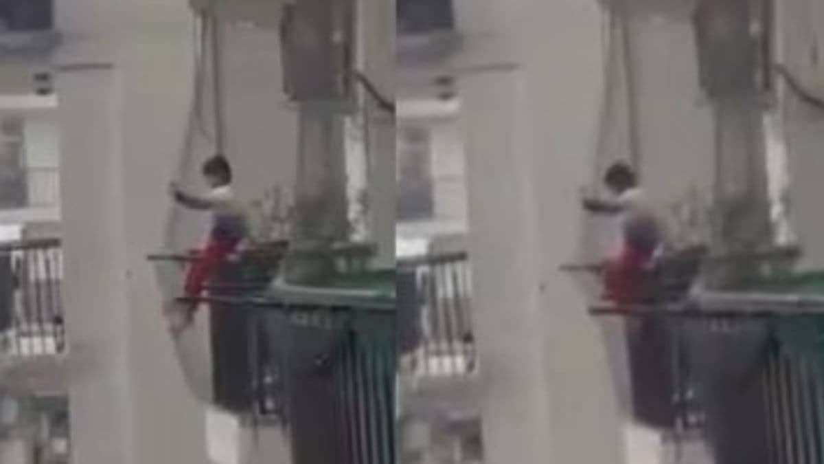 4-Year-Old Sits On High-Rise Balcony Grill In Ghaziabad, Chilling Video Leaves Onlookers Stunned | WATCH