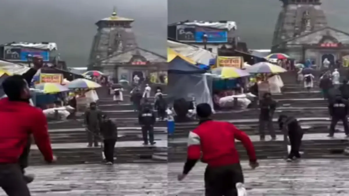 Viral video of people playing cricket near Kedarnath temple