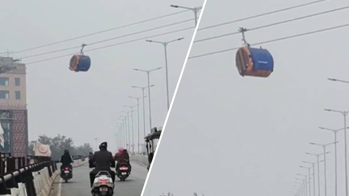 Viral Video of Varanasi Ropeway Cabin Swaying Like a Pendulum Sparks Debate; Officials Clarify 