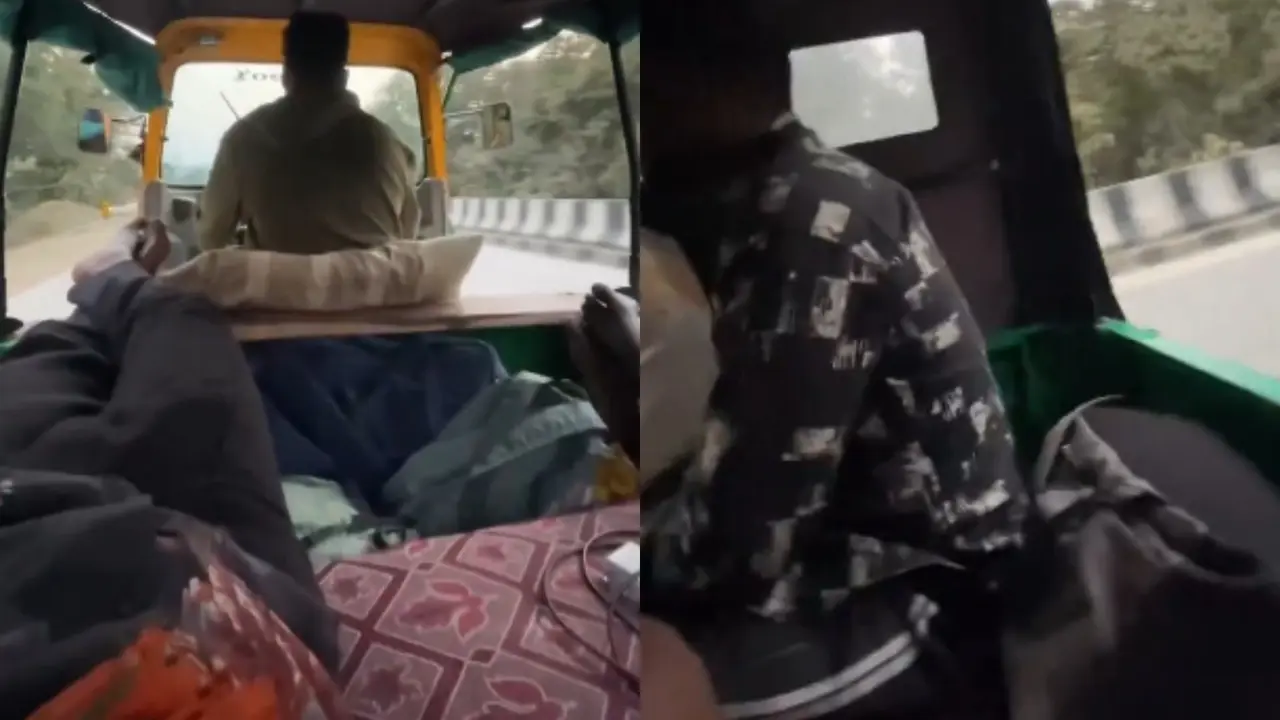 Viral Video Shows Three Men Travelling From Chittoor to Prayagraj in Auto