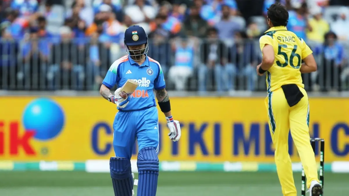 Virat Kohli after getting dismissed for a duck in the first ODI match of the series