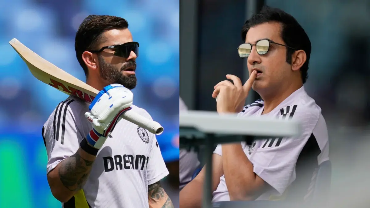 Virat Kohli and Gautam Gambhir during Champions Trophy 2025