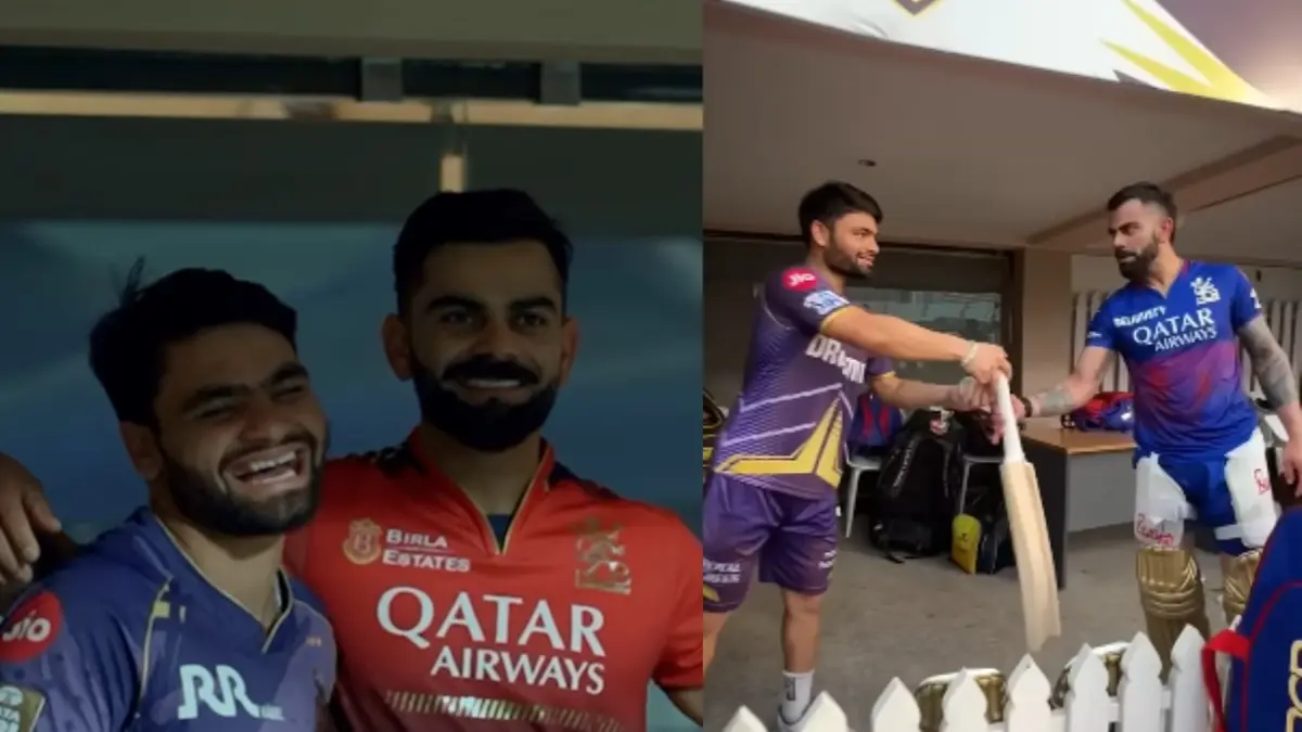 Virat Kohli and Rinku Singh before KKR vs RCB clash in IPL 2025 and 2024