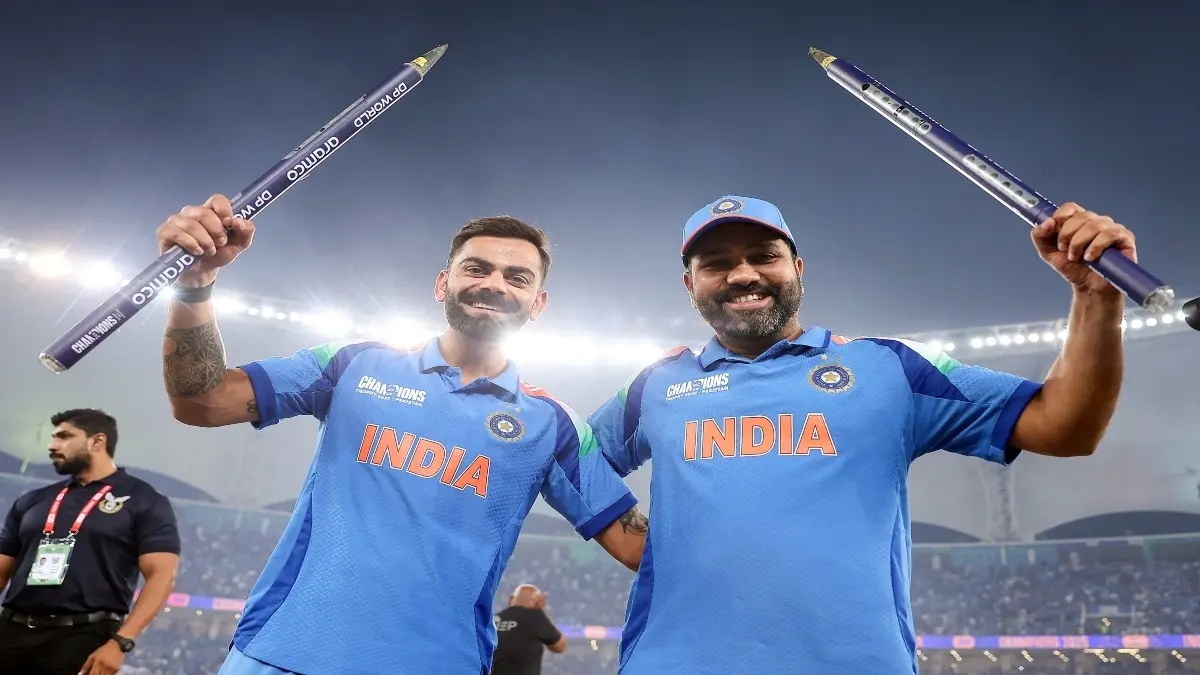 Virat Kohli and Rohit Sharma Warned Over 2027 ODI World Cup Dreams: 'If You Do Not Play The Game Continuously...' Virat Kohli and Rohit Sharma celebrate the Champions Trophy title
