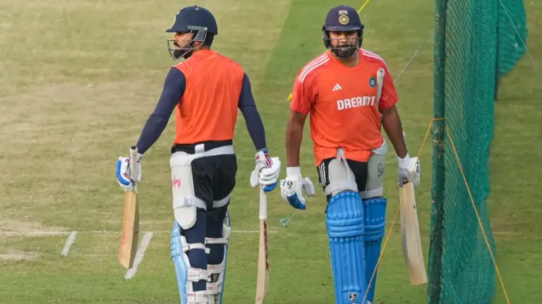 Virat Kohli and Rohit Sharma in a training session during 2023 ODI World Cup