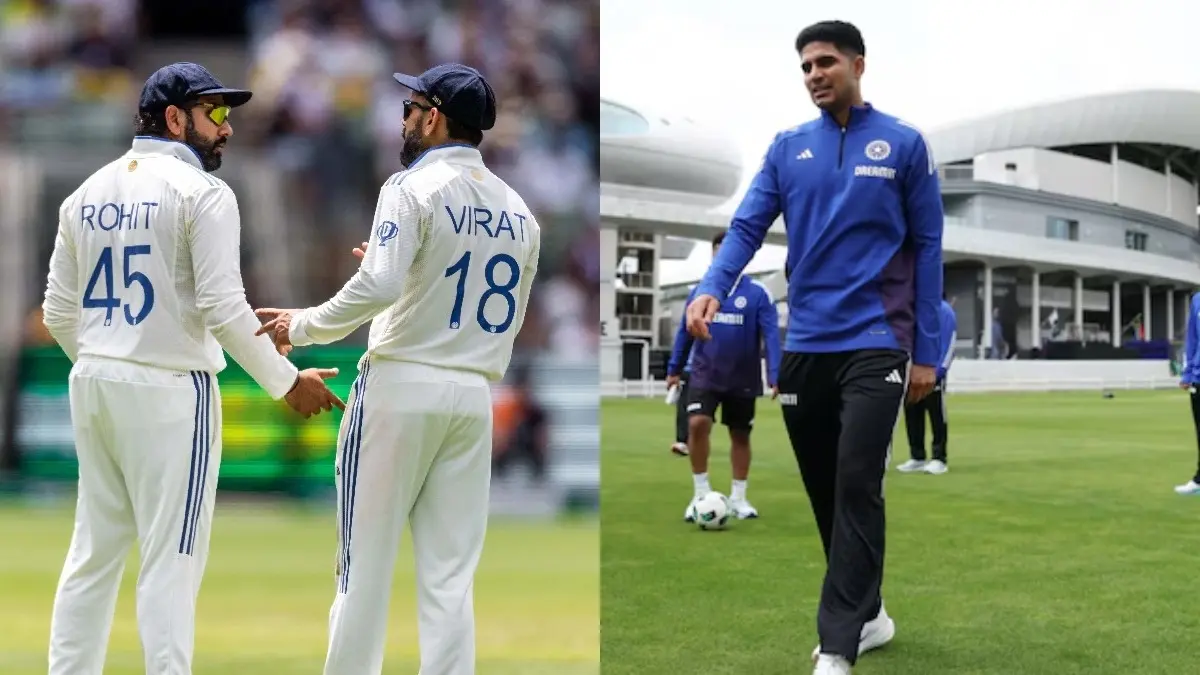 Virat Kohli and Rohit Sharma (L), Shubman Gill (R)