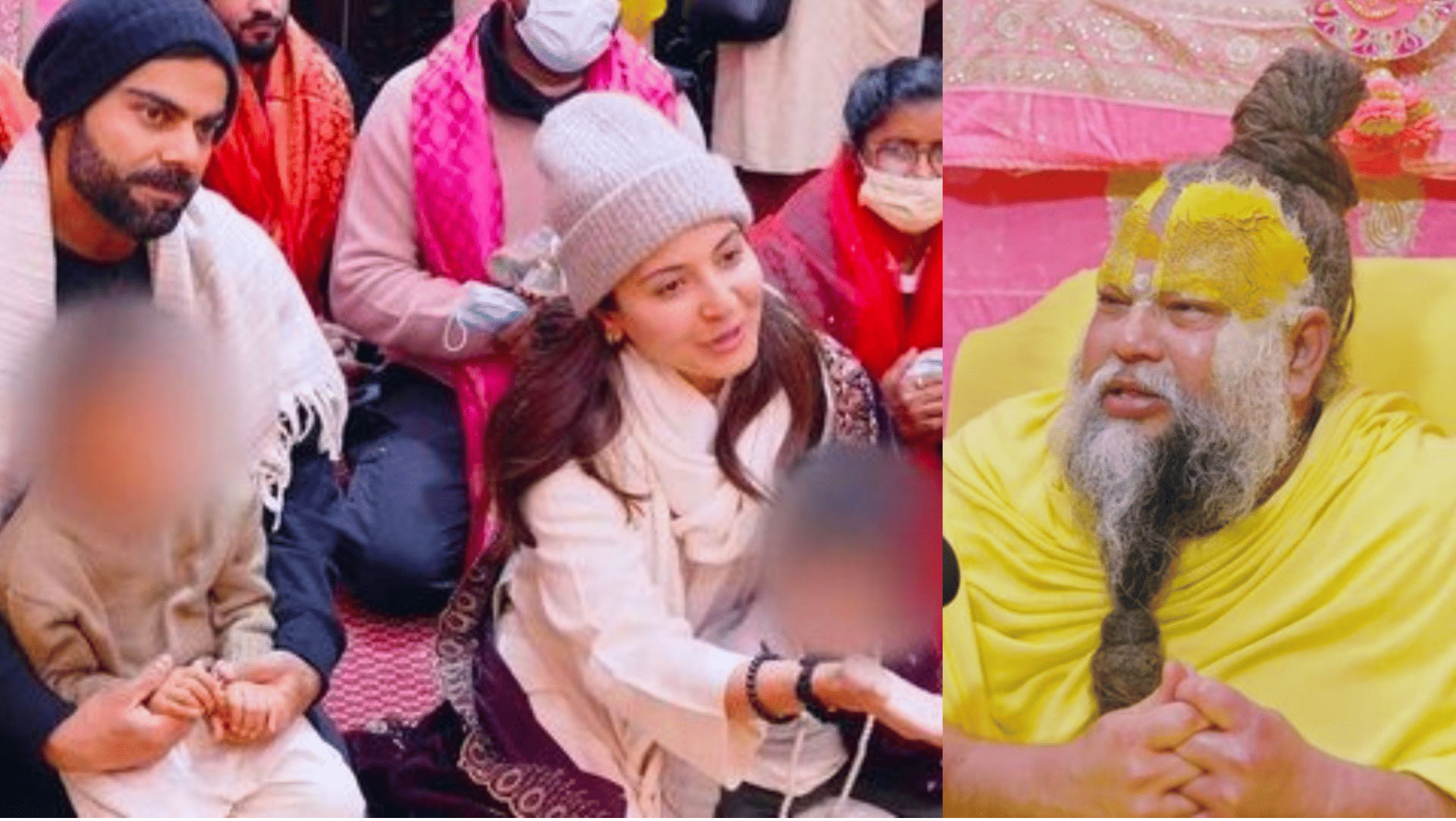 Virat Kohli anushka Sharma went vrindavan to premanand ji maharaj ashram with kids PHOTOS