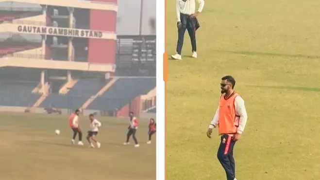 Virat Kohli's Practice Session With Delhi's Ranji Trophy Squad Begins With Football | WATCH VIDEO Virat Kohli at Kotla