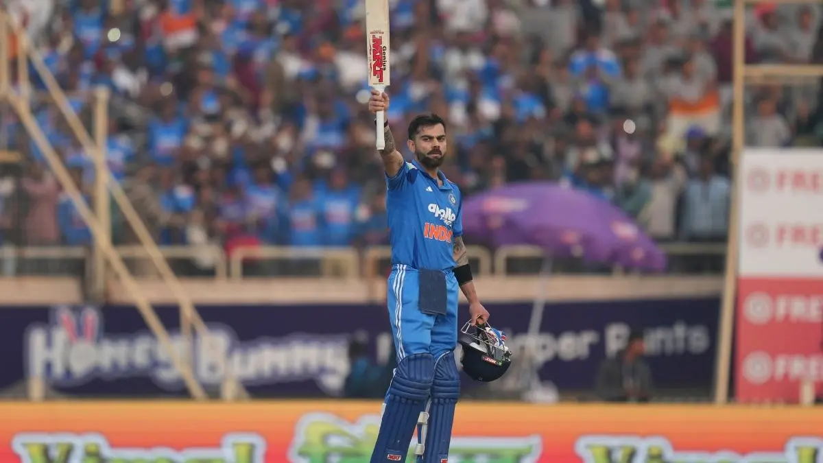 Virat Kohli celebrates his century